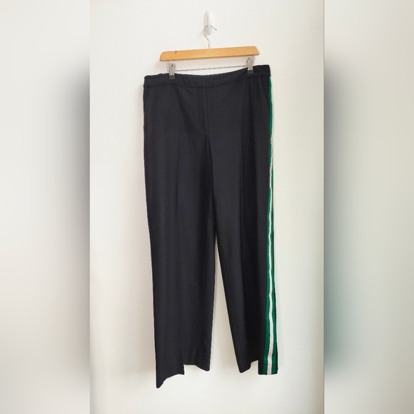Boden Black Lined Wool Trousers With Green and Pink Stripe Size 18 - Picture 4 of 7